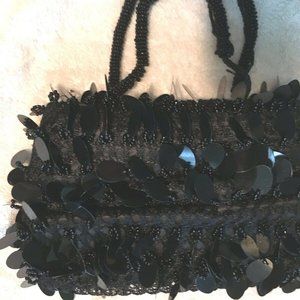 Black Sequin and Beaded Purse Vintage